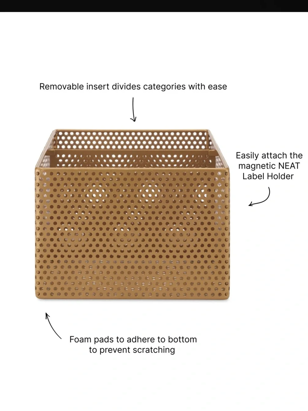 NEAT Method Perforated Steel 10” Basket - Pantry, Office, Kitchen